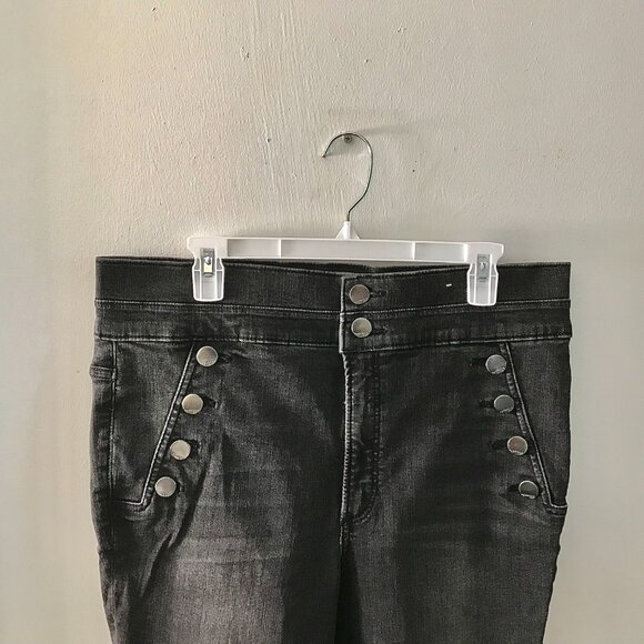 Express Grey Stretched Denim Perfect Jeans - Size 16L - Picture 2 of 7